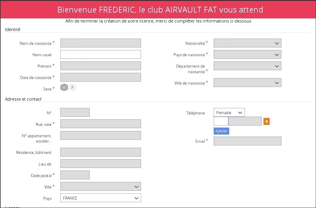 Licence en ligne - club Handball Handball Airvault FAT - Clubeo