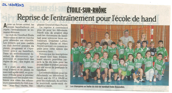 l'école de hand reprend