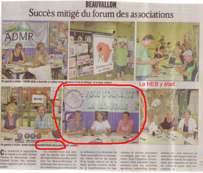 Forum des associations de Beauvallon --> le HEB y était !